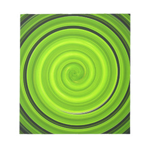 Green-black spiral pattern notepad