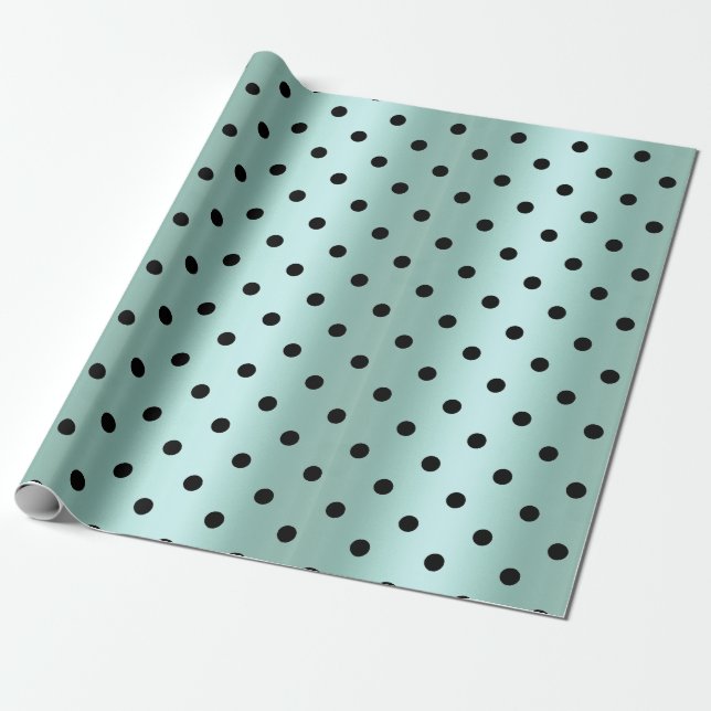 Green Black Spot ELEGANT BIRTHDAY WEDDING WRAP Wrapping Paper (Unrolled)