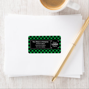 Green & Black Squares - Checked Small Business Label
