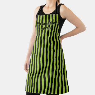 Green Black Stripe Halloween Colours Apron
