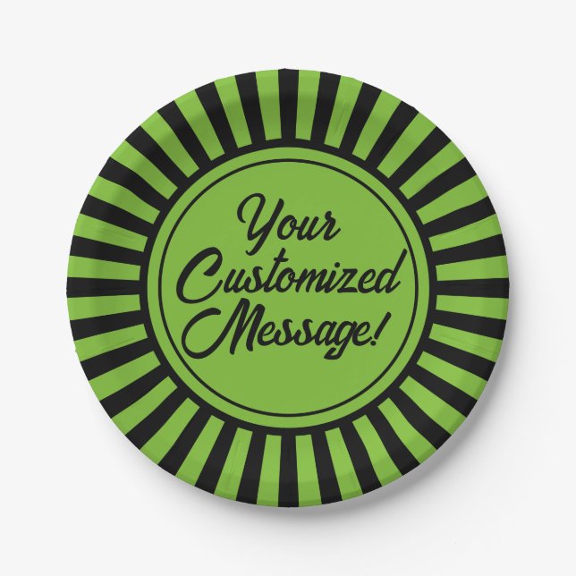 Green Black Stripe Halloween Paper Plate (Front)