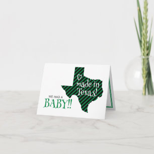 Green/Black Striped Made in Texas Photo Baby Announcement