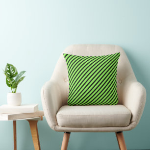 Green Black Striped Pattern Cushion
