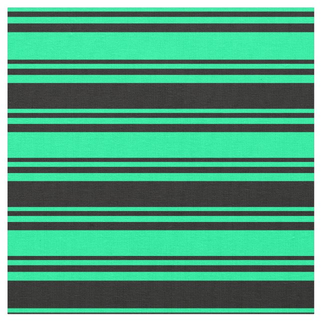 Green & Black Striped Pattern Fabric (Close Up)