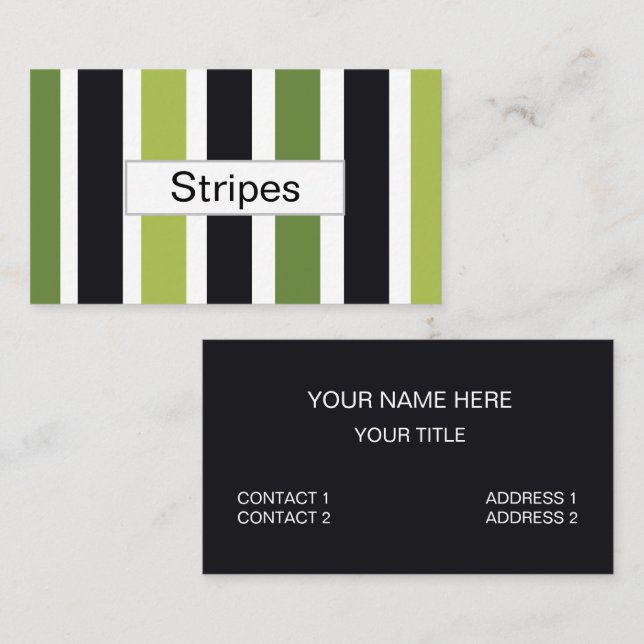 Green Black Stripes Business Card (Front/Back)