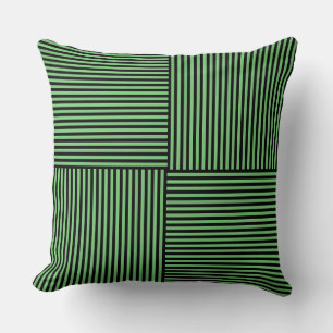 Green Black Stripes Pattern Cushion