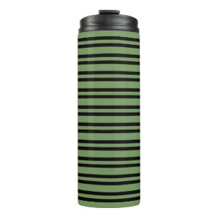 Green Black Stripes Pattern Thermal Tumbler