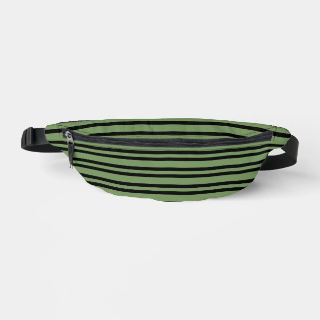 Green Black Stripes Seamless Pattern Bum Bags (Front)