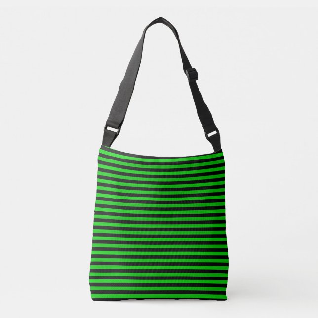 Green Black Stripes Seamless Pattern Crossbody Bag (Front)