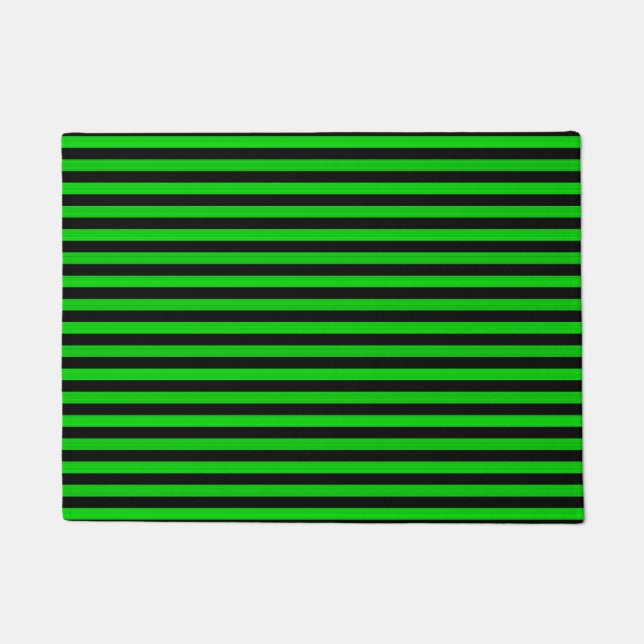Green Black Stripes Seamless Pattern Doormat (Front)