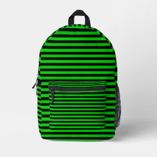 Green Black Stripes Seamless Pattern Printed Backpack