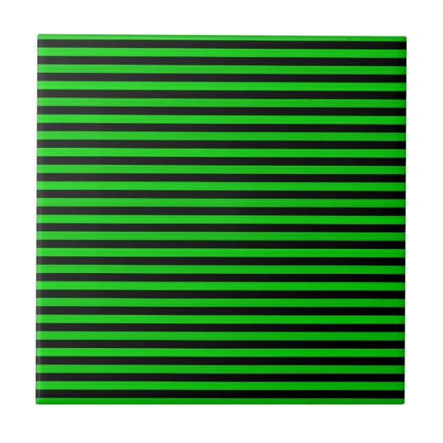 Green Black Stripes Seamless Pattern Tile (Front)