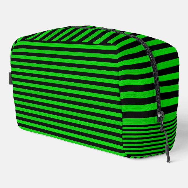 Green Black Stripes Seamless Pattern Toiletry Bag (Right Corner)