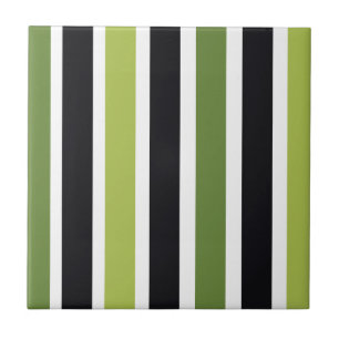 Green Black Stripes Tile