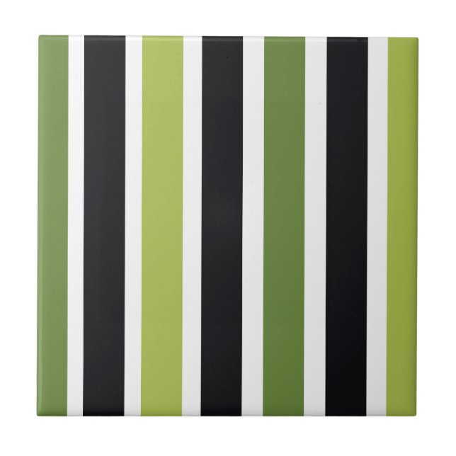 Green Black Stripes Tile (Front)