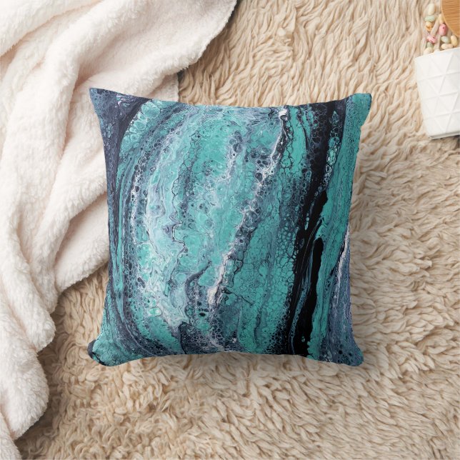Green Black Swirl Cushion (Blanket)