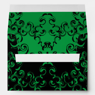 Green & Black Swirl Gothic Wedding Envelope