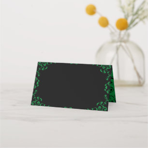 Green Black Swirl Gothic Wedding Place Card