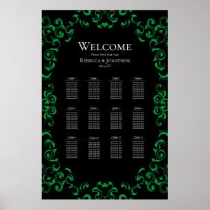 Green & Black Swirl Gothic Wedding Poster