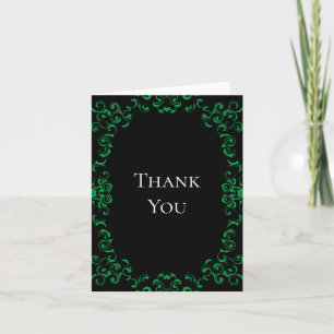 Green & Black Swirl Gothic Wedding Thank You Card