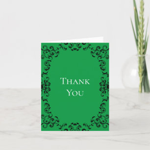 Green & Black Swirl Gothic Wedding Thank You Card