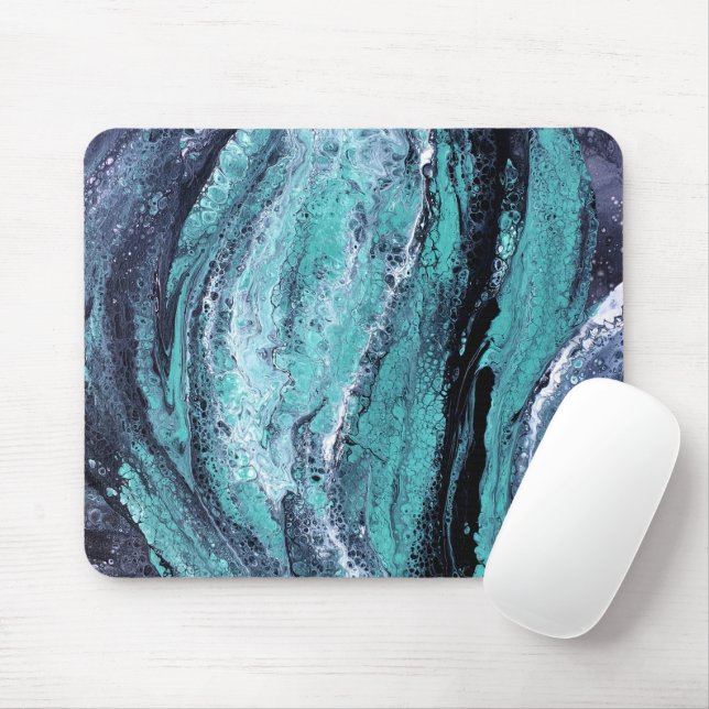 Green Black Swirl Mouse Mat (With Mouse)
