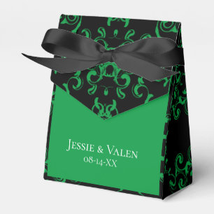 Green Black Swirl Wedding Favour Box