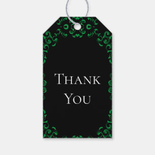 Green Black Swirl Wedding Gift Tags