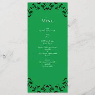 Green Black Swirl Wedding Menu
