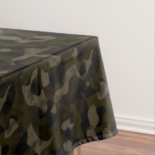 Green, black, taupe and brown camo abstract tablecloth