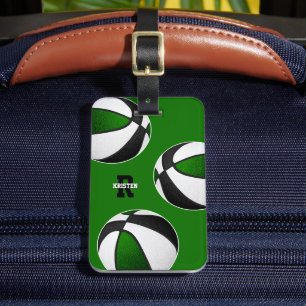 green black team colours basketball athletes luggage tag