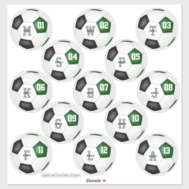 green black team colours boys girls set 13 soccer (Sheet)