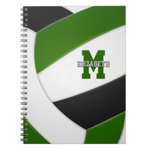 green black team colours girls boys volleyball notebook