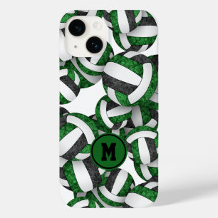 Green black team colours girly volleyballs pattern Case-Mate iPhone 14 case
