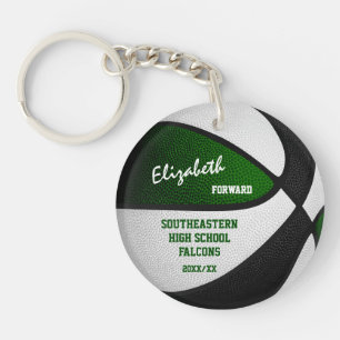 green black team colours personalised basketball key ring