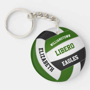 Green black team colours personalised volleyball key ring