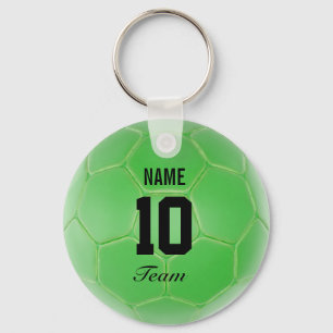 Green Black Team Soccer Ball Personalised Name Key Ring