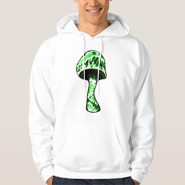Green Black TieDye Mushroom Hooded Sweatshirt (Front)