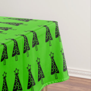 Green Black Trees Merry Christmas Tablecloth