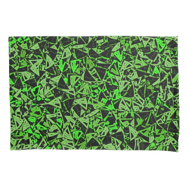 Green Black Triangle Pattern Pillowcase (Front-Left)