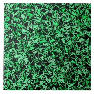 Green Black Triangle Pattern Tile