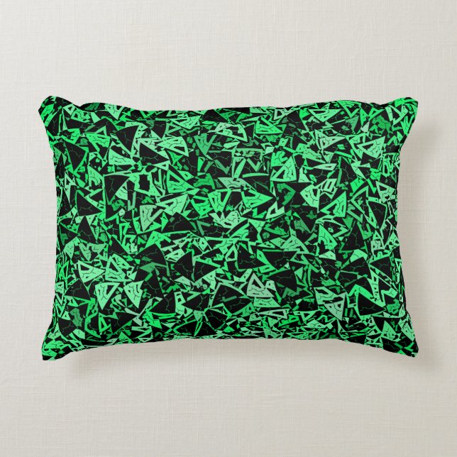 Green Black Triangle Seamless Pattern Decorative Cushion (Front)