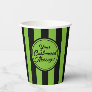 Green Black Vertical Stripe Halloween Paper Cups