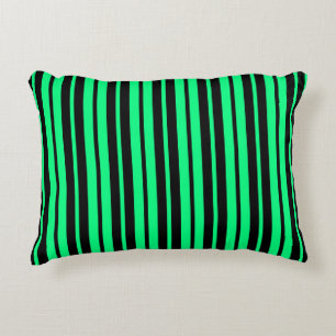 Green Black Vertical Stripes Pattern Design Decorative Cushion