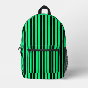 Green Black Vertical Stripes Pattern Design Printed Backpack