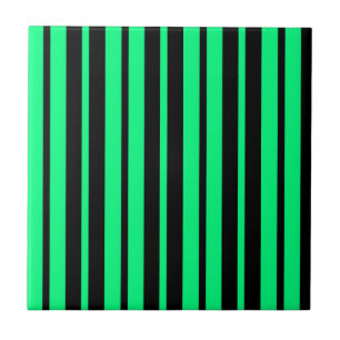 Green Black Vertical Stripes Pattern Design Tile