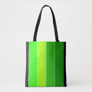 Green Black Vertical Stripes Tote Bag