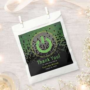 Green Black Video Game Gamer Bar Mitzvah Favour Bags
