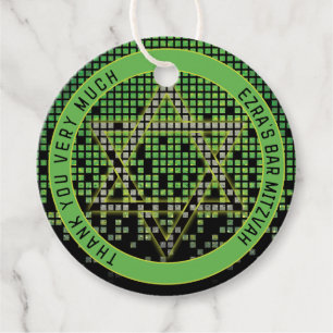 Green Black Video Game Gamer Bar Mitzvah Favour Tags