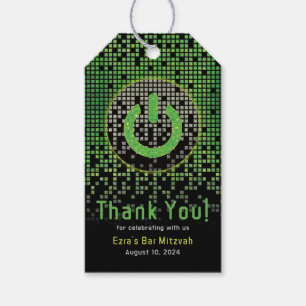 Green Black Video Game Gamer Bar Mitzvah Gift Tags